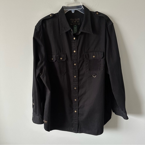 Ralph Lauren Safari Outfitters Black Snap Button Up Shirt Women's 2X Vintage - Picture 2 of 15